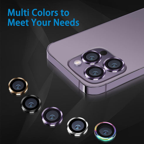 Compatible with iPhone 14 Pro / 14 Pro Max Camera Lens Protector, Anti-Scratch Lens Cover 9H Tempered Glass Metal Camera Screen Protector Shockpro...