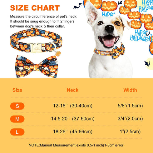 Happy Halloween Dog Collar with Pumpkin - Durable, Adjustable, and Stylish Pet Collar Available in Small, Medium, Large L...