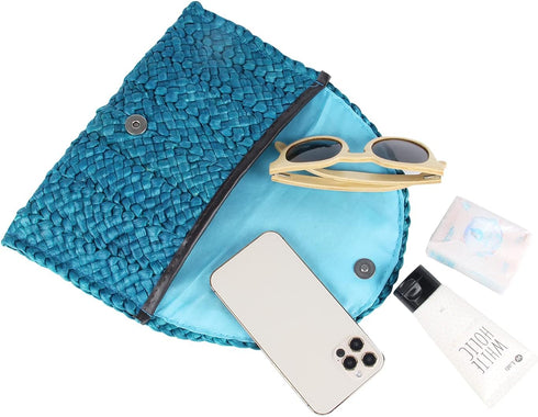 KUANG! Womens Straw Clutch Purse Handbag Shoulder Clutch Envelope Wallet Beach Straw Purse for Ladies...