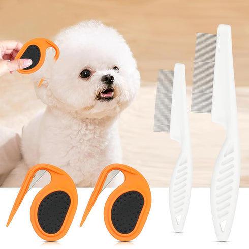 2Pcs Pet Knotting Comb for Cats - Knotting Comb Pet Grooming Tool for Dogs Cat Knot Remover Tangled and Loose Hair with 2 Pcs Pet Hair Comb Tear S...