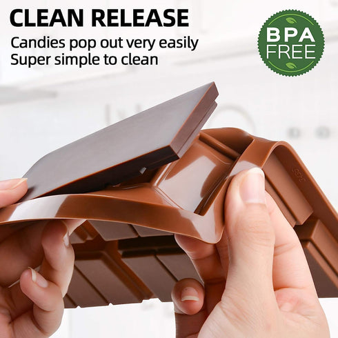 Silicone Chocolate Candy Bar Molds, Rectangle Wax Melt Molds for Lover Mothers Fathers Day DIY Chocolate Molds Gift (6 Cell 10 Section)...