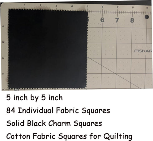 Solid Black Charm Pack, 84 5-inch Cotton Fabric Squares...
