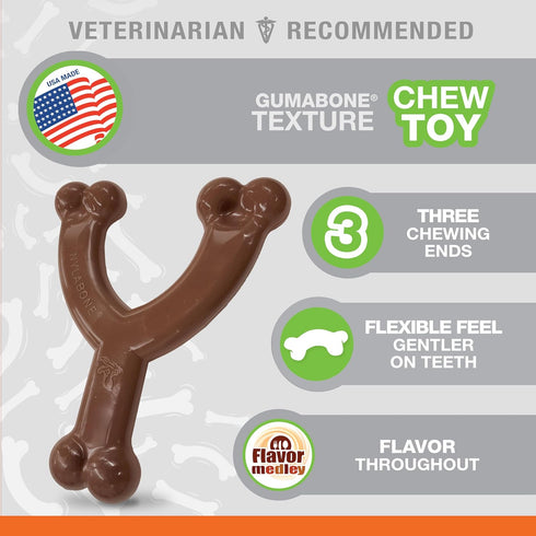 Nylabone Flexi Chew Wishbone Dog Chew Toy - Flexible Dog Toy for Moderate & Gentle Chewers - Flavor Medley, Wolf/Medium (1 Count)...