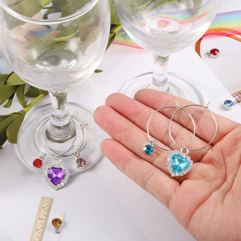 ASH'S CHOICE 134Pcs Earrings Beading Hoop Jewelry Charms Kit, Rhinestone Pendant Wine Charms for Stem Glasses, Wine Glass Markers, Jewelry Making...
