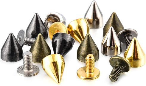 100 Sets 9MM Mixed Color Spikes and Studs Metal Bullet Cone Spikes Screw Back Leather Craft Rapid Rivet Screws Punk Studs and Spikes for Clothing ...