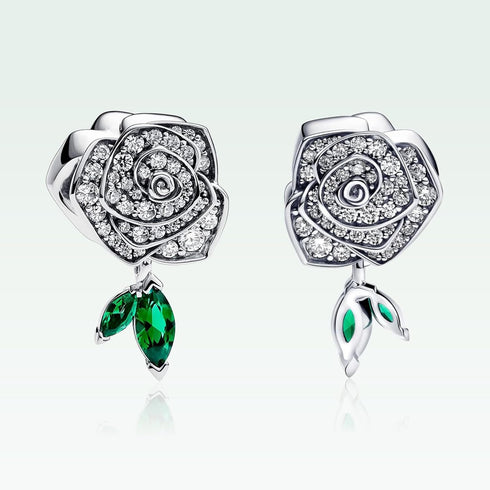 Rose in Bloom Charms Bead for Bracelets and Necklaces 925 Sterling Silver Mom Women's Holiday...