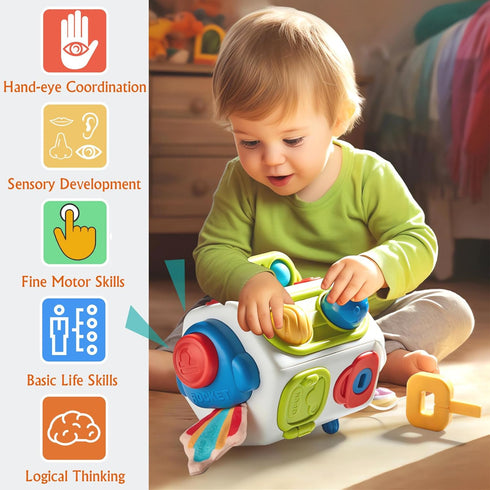 10-in-1 Montessori Busy Cube for Toddlers 1-3, Toddler Baby Learning Educational Toys Gifts for 9-18 Months & 2-5 Year Old Boys Girls, Fidget Busy...