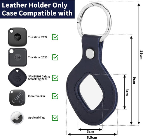 Holder Case for Tile Mate 2022 Tracker, Microfiber Leather Sleeve Case Protective Cover with Keychain Compatible with Tile Mate, 1 Pack (Dark Blue...