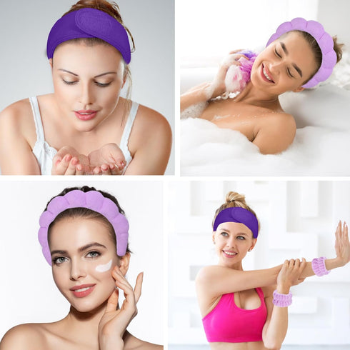 20 Piece Spa Headband and Wristband Set, Face Wash Headband, Skin Care Products Headband and Wristband Set, Bubble Headband,Gifts for Ladies, Wome...