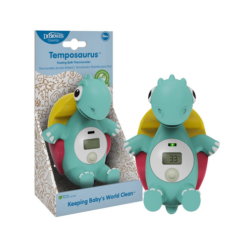 Dr. Brown's CleanUp Temposaurus Floating Bath Thermometer for Accurately Measuring Baby’s Bath Water Temperature, BPA Free...