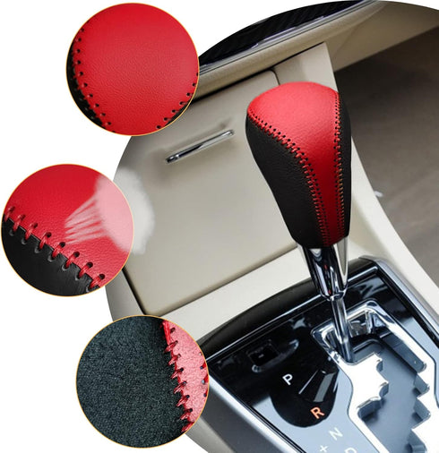 Compatible with DIY Genuine Leather Gear Shift Knob Cover Interior Accessories Protective Cover Decoration for Toyota Corolla 2014 2015 2016 2017 ...