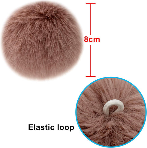 BQTQ 26 Pieces Faux Rabbit Fur Pom Pom Fluffy Pompom Balls with Elastic Loop for Hats Keychain Scarves Gloves Bags Accessories(13 Soft Colors, 2 P...