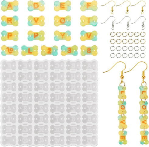 KISSITTY Bone Earring Silicone Molds Letter Alphabet DIY Jewelry Making Kit Resin Casting Molds for Craft Decorations Key Chains Earrings Necklace...