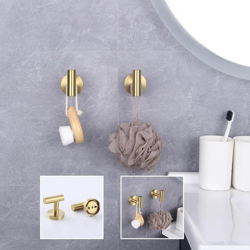 GERZWY Bathroom Brushed Gold Coat Hook SUS 304 Stainless Steel Single Towel/Robe Clothes Hook for Bath Kitchen Contemporary Hotel Style Wall Mount...