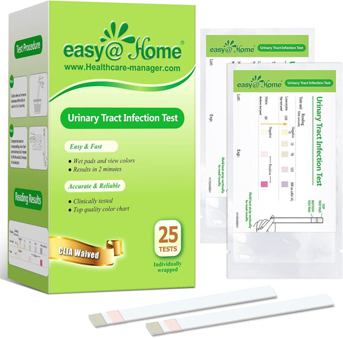 Easy@Home 25 Individual Pouch Urinary Tract Infection Test Strips, UTI Urine Testing Kit for Urinalysis and Detection of Leukocytes and Nitrites (...