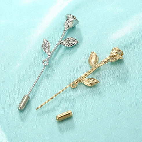 Fashion Men Rose Floral Lapel Stick Brooch Pin Suit Tuxedo Corsage Accessory...