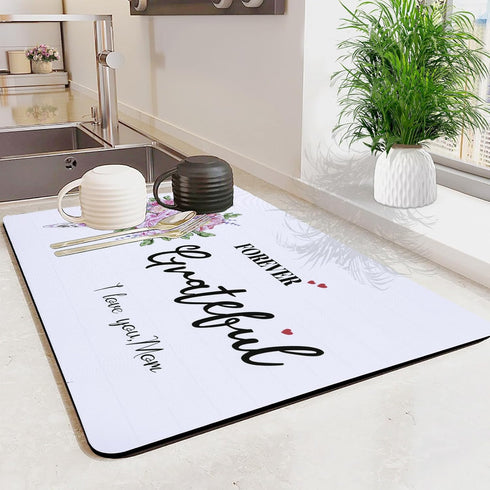 Dish Drying Mat 12"x20" Heat Resistant Draining Mat Non-slip Coffee Bar Mat, Easy Clean Dish Rack Pad for Kitchen Countertop Coffee Maker Coffee P...