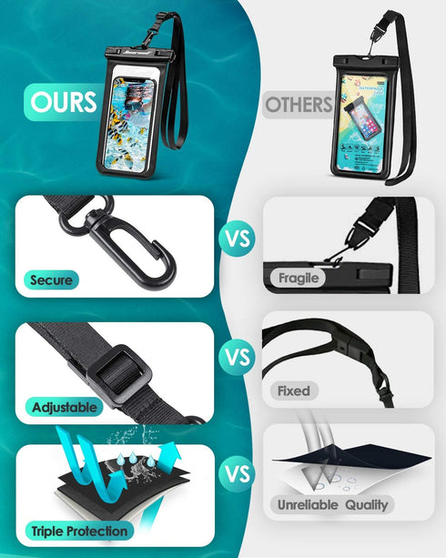 Hiearcool Universal Waterproof Case, Waterproof Phone Pouch Compatible for iPhone 16 15 14 13 Pro Max XS Plus Samsung Galaxy S22 Cellphone Up to 8...