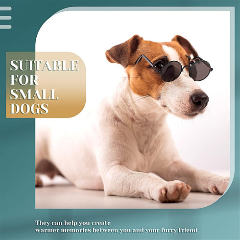 Dog Sunglasses Retro Pet Glasses Doll Glasses Classic Round Dog Glasses Metal Cat Puppy Eye Wear Hippie Costumes for Cats and Dogs, Photos Props C...