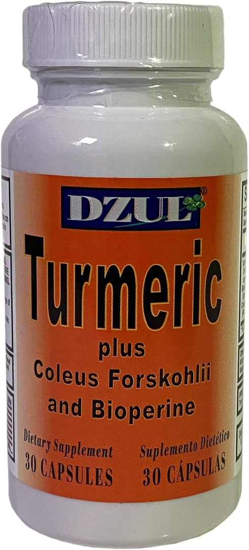 Dzul Pharma's Turmeric Plus Coleus Forskohlii. and Bioperine, 30 Capsules...