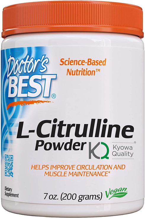 Doctors Best L-Citrulline Powder (Kyowa Quality), Supports Circulatory Health, Non-GMO, Gluten Free, Soy Free, Vegan Net Wt. 7 oz (200 Grams)...