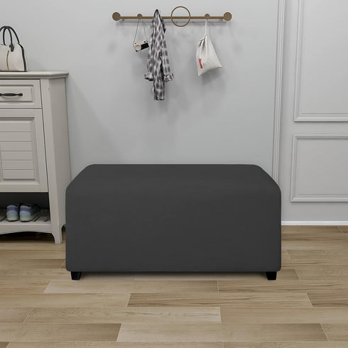 PureFit Super Stretch Soft Form Fit Ottoman Cover Rectangle - Ottoman Slipcovers for Foot Stool & Folding Storage Furniture for Living Room with N...