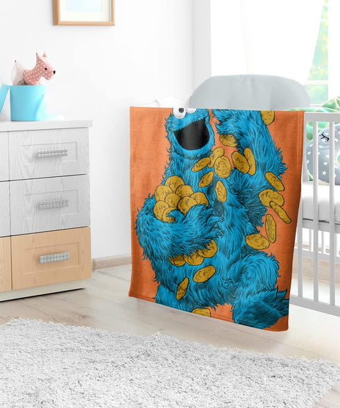LOGOVISION Sesame Street Lightweight Baby Blanket, 30"X40", Cookie Monster Painted Unisex for Infants Girls & Boys...
