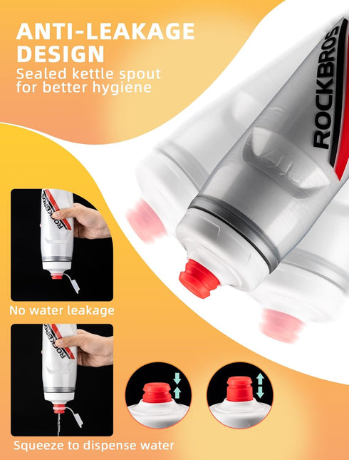 ROCKBROS Bike Water Bottle 21oz Bicycle Water Bottle for 5hrs Insulation Sports Squeeze Water Bottle with Leakproof Design...