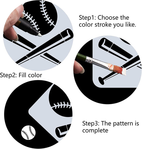 GORGECRAFT Large Baseball Bat Stencils 12x12 Inch Reusable Sport Stencil Template Signs Decoration for Painting on Wood Wall Scrapbook Card Floor ...