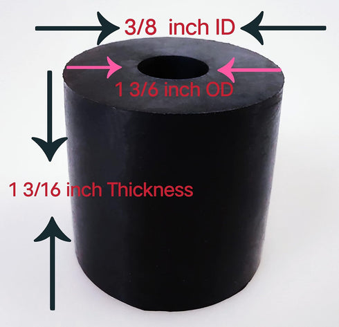 Multi Purpose Rubber Spacer 1 3/16 Inch OD x 3/8 Inch ID x 1 3/16 Inch Thickness Rubber Bushing Anti Vibration Spacer Black Round Neoprene Rubber ...