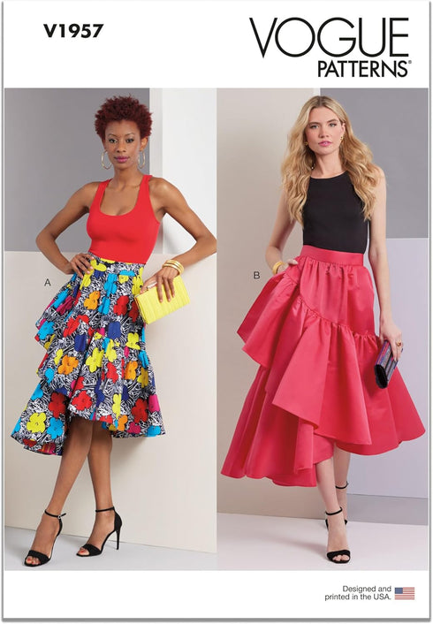 Vogue Misses' Asymmetric Ruffled Skirts Sewing Pattern Packet, Design Code V1957, Sizes 8-10-12-14-16...