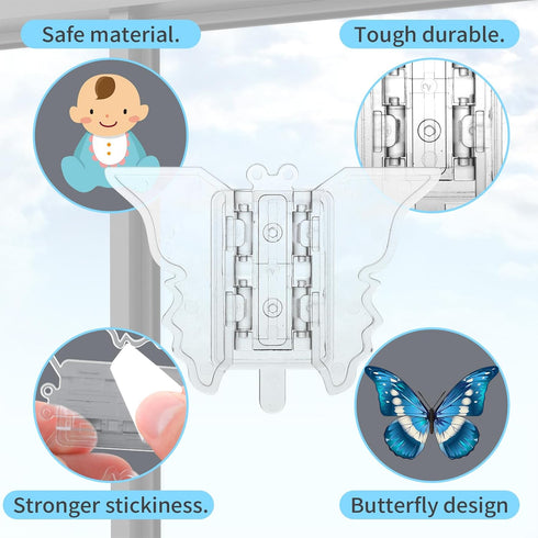 4 Pcs Child Proof Sliding Door Lock, Sliding Glass Window Safety Lock for Patio Door, Sliding Wardrobe Door, Closet Door, No Drilling Required....