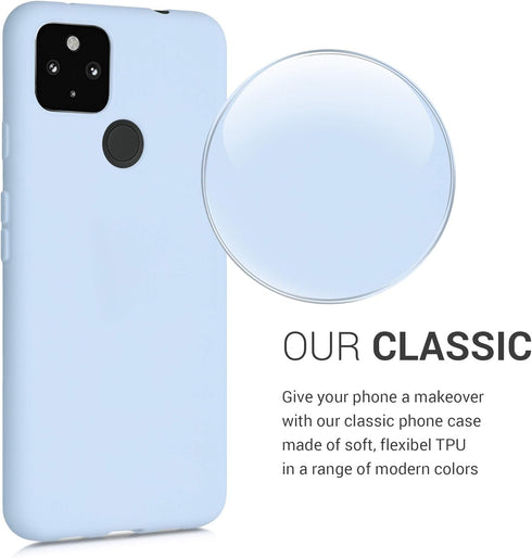 kwmobile Case Compatible with Google Pixel 4a 5G Case - Soft Slim Protective TPU Silicone Cover - Light Blue Matte...