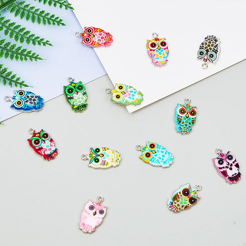 WILLBOND 18 Pieces Enamel Owl Charms Pendant Mixed Owl DIY Charm Jewelry Making Crafting Accessories for Necklace Bracelet Earring, 18 Colors...