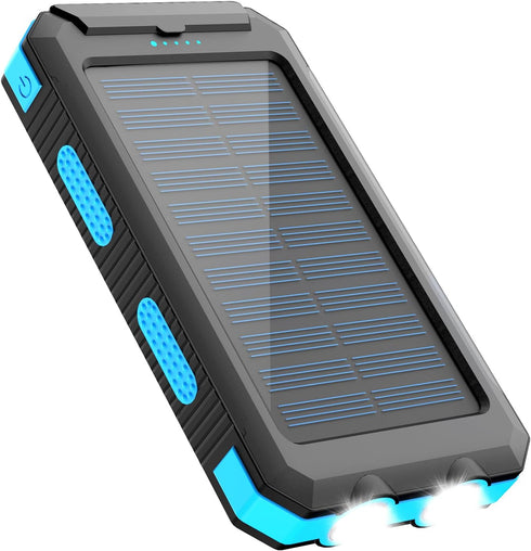 Annero Solar Charger, 38800mAh Power Bank, 15W Fast Charging Portable Phone Charger Waterproof External Battery Packs with Dual LED Flashlights, C...