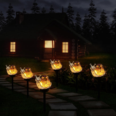 Decorative Garden Snail Statue Outdoor Decor Solar Light Figure Yard Decorations Sculpture Solar Powered Lawn ornament Resin Cute Sanil Figurine...