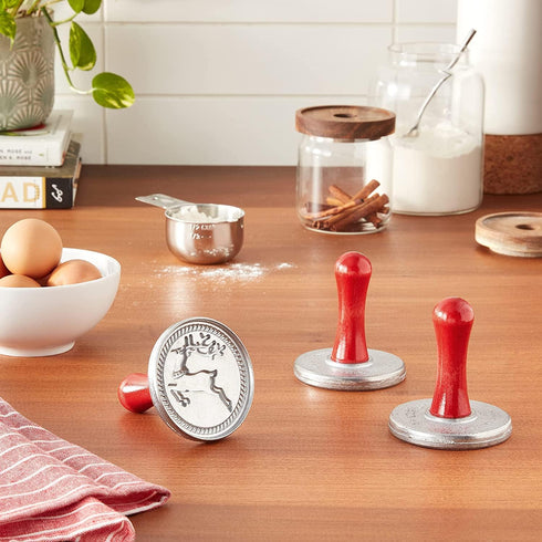 Nordic Ware 01236 Yuletide Cast Cookie Stamps, 3-inch rounds, Silver...