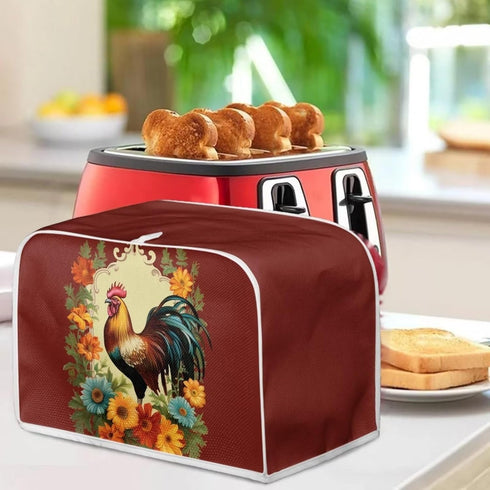 Chicken Sunflower Toaster Cover 2 Slice Wide Slot Small Appliance Covers Machine Washable Kitchen Decor Accessories Toaster Oven Cover Retro Roost...