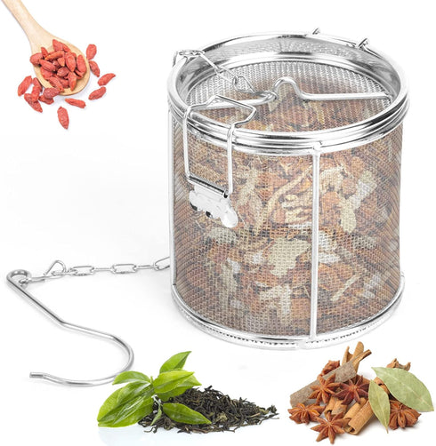 Tea Infuser, Stainless Steel Extra Fine Mesh Tea Ball Strainer Soup Seasonings Seperation Basket Spice Filter with Extended Chain Hook for Brew Te...