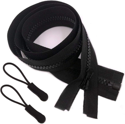 2pcs 28inch Separating Bottom Zipper #5 Black Plastic Jacket Zippers with Zipper Pulls for Coats, Bags, Jackets, and Other Sewing Crafts (28 inch)...