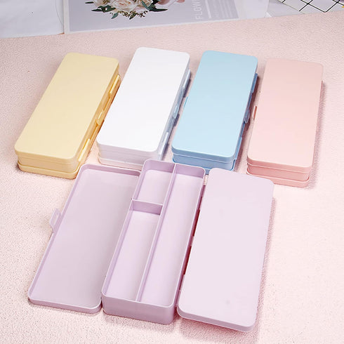 Doraking Double Deck Plastic Pen Case, Pen Storage Organizer Holder Pencil Boxes Pen Container for Office Supplies Organization (Pink)...
