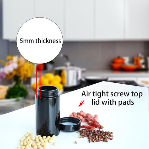 Black Glass Airtight Storage Container Jar 100ml with UV Protection for Spice Coffee...
