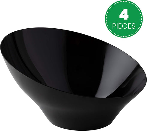 Plasticpro Disposable Angled Plastic Bowls Round Serving Bowls, Party Snack or Salad Bowl, Heavy Duty, Elegant Black, Pack of 4…...