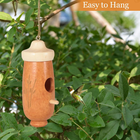 Hummingbird House - Handcrafted Natural Wood Hummingbird Nesting Houses for Garden Gifts and Home Decor 3 Pack...
