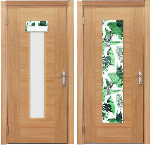 2 Pcs Classroom Door Window Cover Blackout Window Shades 8 x 36 Inches Tropical Leaves Patterns Side Door Window Curtain for Classroom Glass Door ...