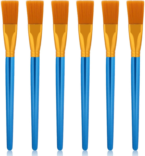 6Pcs Acrylic Paint Brushes Flat Paint Brushes for Acrylic Painting 1 inch Watercolor Acrylic Paint Brush Synthetic Nylon Oil Painting Brushes for ...