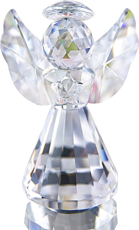 HDCRYSTALGIFTS 3inch Crystal Guardian Angel Figurine Paperweight Decor Glass Angel Statue Ornaments Art Collectible Gift for Women (Clear)...