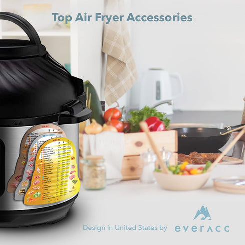 Air Fryer Magnetic Cheat Sheet Set, Air Fryer Accessories Multi Cooking Program Cook Times Chart, Instant Pot Air Fryer Frying Quick Reference Gui...