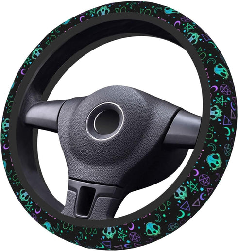 Magic Skull Magical Star Moon Steering Wheel Cover for Women Men Girls Car Accessories Decor Anti-Slip Neoprene Auto Steering Wheel Covers Protect...