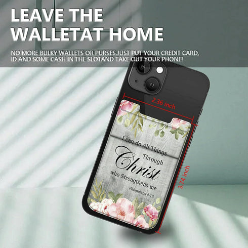 Rossy Cell Phone Wallet Adhesive Card Holder Stick on Wallet Pocket Lycra Credit Card ID Case With Bible Verse Philippians 4-13 Stylish Pattern fo...